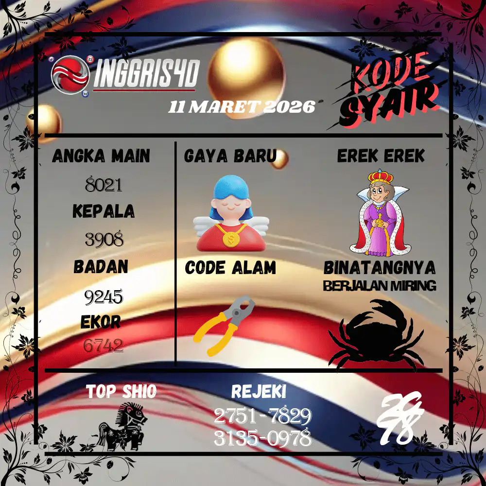 Kode Syair Inggris4D Pools Maret 2026