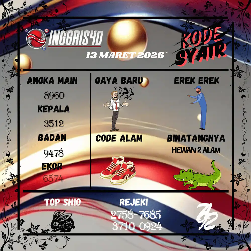 Kode Syair Inggris4D Pools Maret 2026
